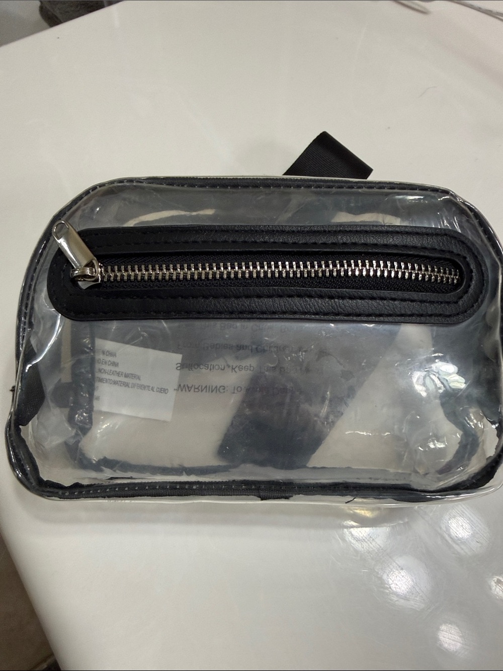 Clear PVC Crossbody Bag with Black Trim
